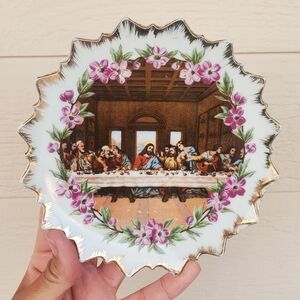 Last Supper Vintage Decorative Floral Plate Chadwick Miller Boston